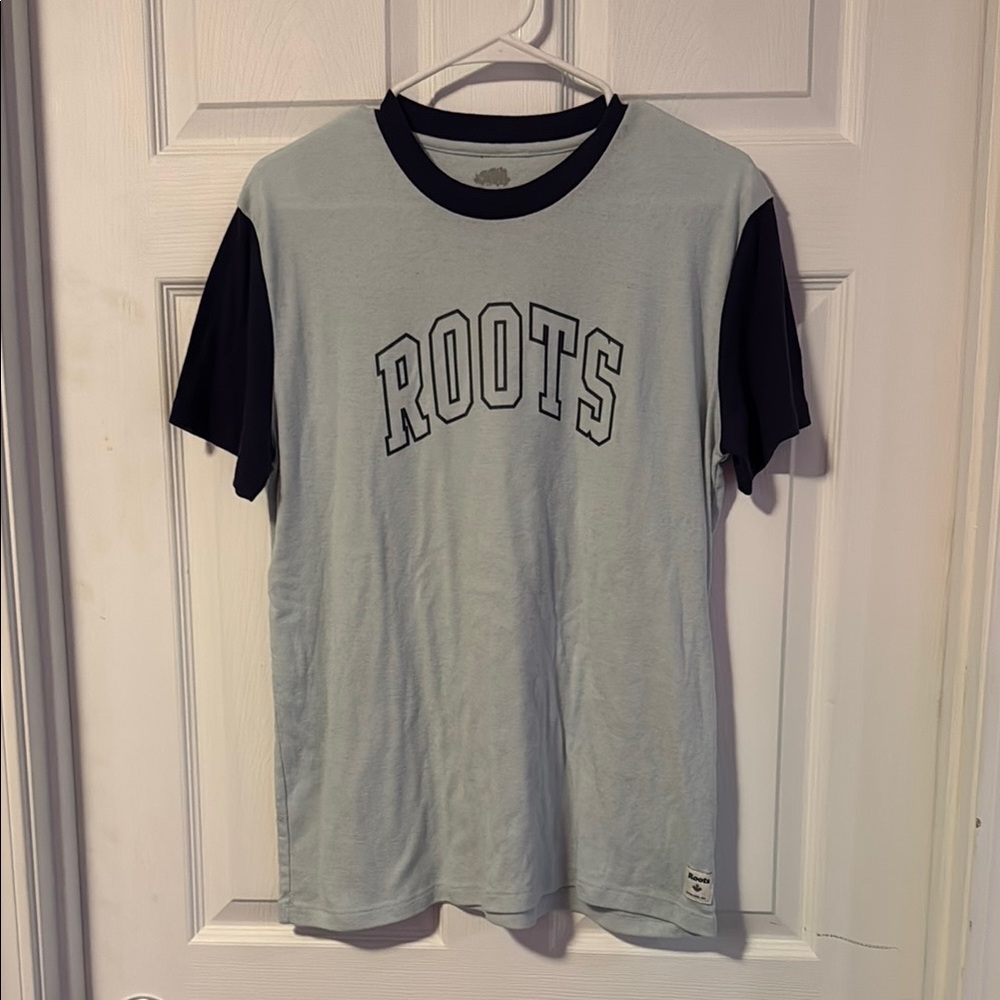 Roots Light Blue and Navy Crewneck Tee